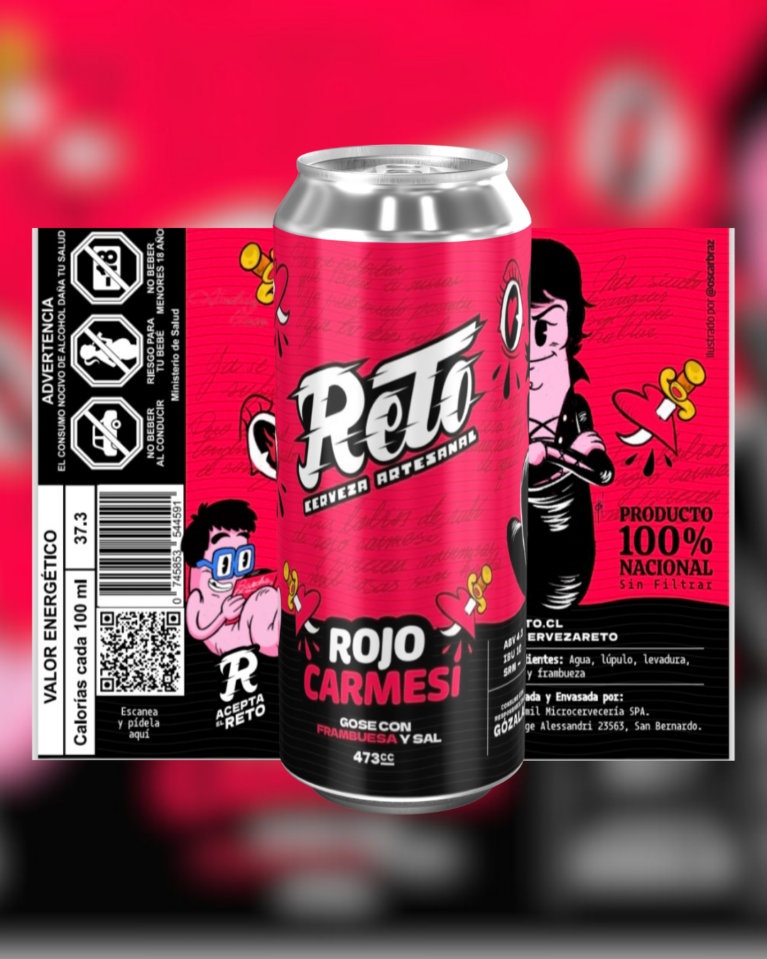 5x Rojo Carmesí - GOSE CON FRAMBUESA Y SAL 473CC