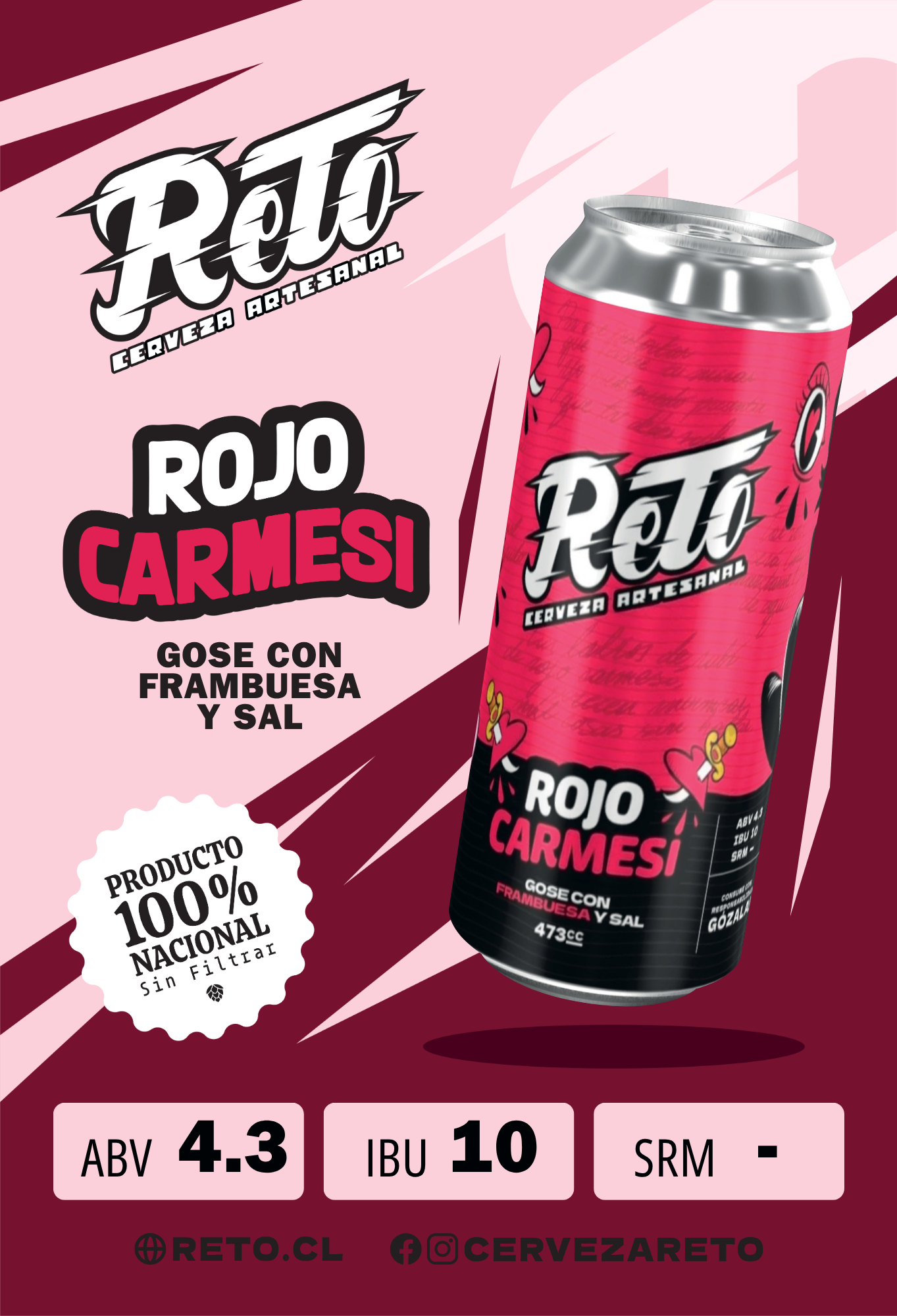 5x Rojo Carmesí - GOSE CON FRAMBUESA Y SAL 473CC